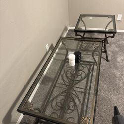 Iron and glass coffee and end tables