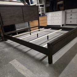 Modern Brown Rustic King Size Bed Frame