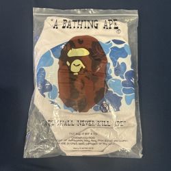 large blue and white bape shirt