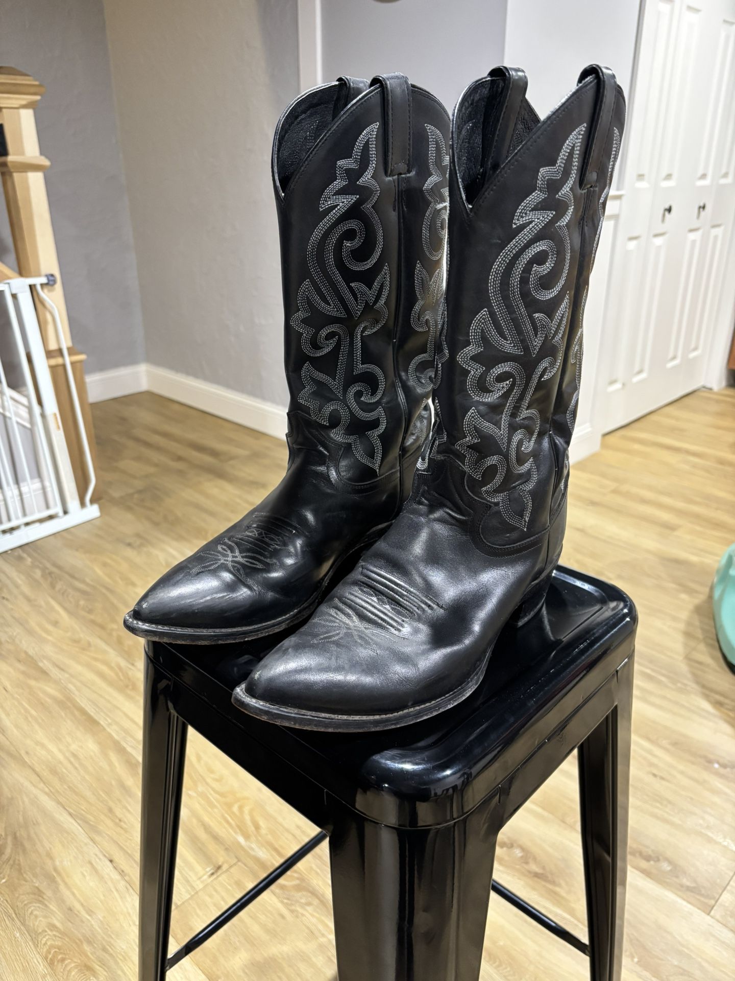 Black Mens Cowboy Boots Size 11