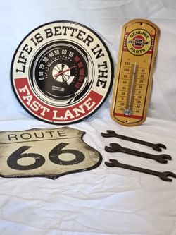 Vintage Automotive Garage Sign and Decor Lot