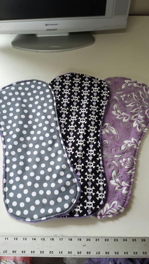 Set of 3 Burp cloths purple and gray