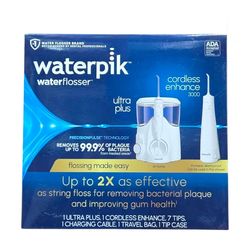 Waterpik Cordless Enhance 3000 + Ultra Plus Water Flosser Combo | Electric Dental Irrigator Set with Multiple Tips, Adjustable Pressure, Portable & Co