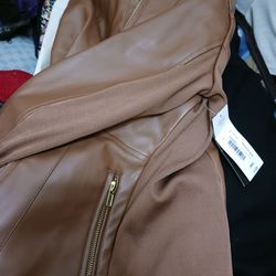 Brown Leather Coat.. New 