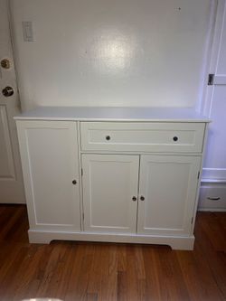 New Modern Kitchen Cabinet With Door & Drawer, Coffee Bar Storage – White
