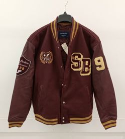 Abercrombie & Fitch Men's Size Xxl Burgundy Santa Barbara Varsity Letterman Jacket