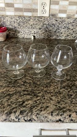 Set of 3 Clear Glass Brandy Snifters