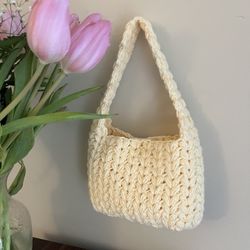 Crochet Heart Puff Mini Bag - Handmade Crochet Shoulder Bag - Mini Purse 