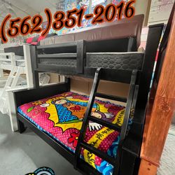 Twin Full Black Bunk Bed With Mattresses Colchones Nuevos 