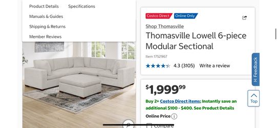 Thomasville Lowell 6-piece Modular Sectional Brand New