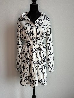 White Graffiti Print Belted Shirt Dress