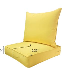 4pcs ,Outdoor/Indoor 24Lx24W Chair Cushion Set, All Weather Spring/Summer Deep Seat Patio Furniture Replacement Cushions Set(Back and seat) - Yellow