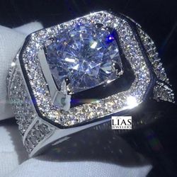 New 18k White Gold Men Wedding Ring 