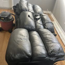 Black Leather Power Recliner Couch