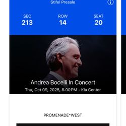 Concert Tickets Andrea Bocelli