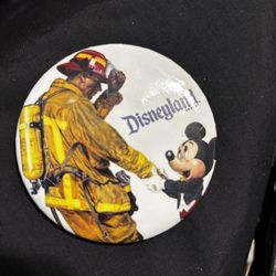 Mickey Mouse Disneyland Firefighter Button 