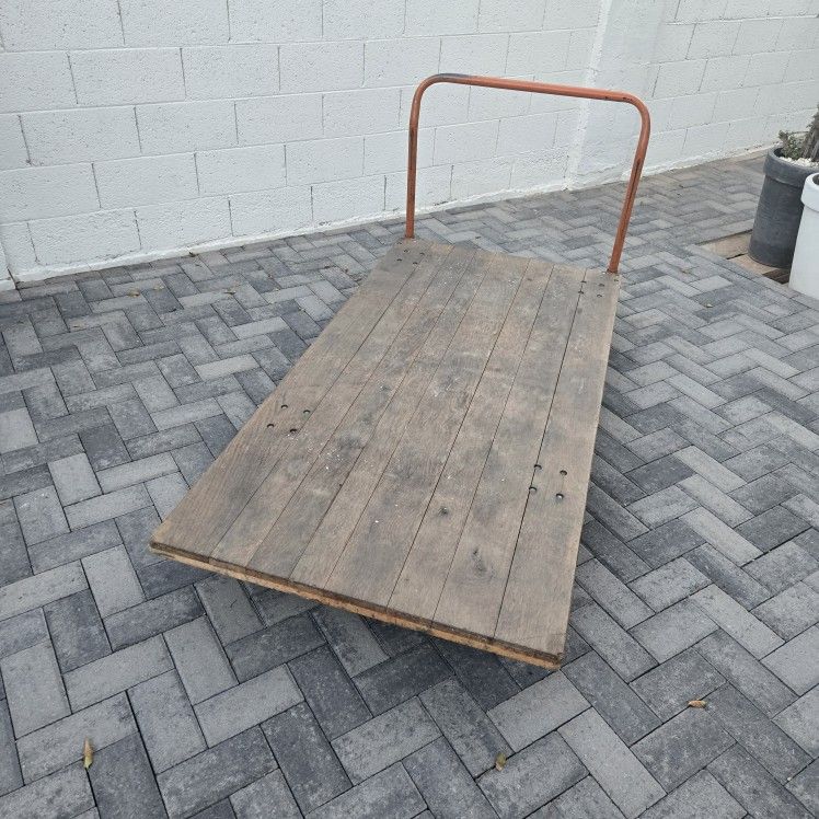 Orange Wood Platform Truck