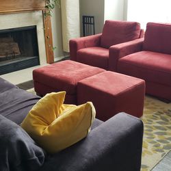 Natuzzi 5 Pcs Red Couch Set