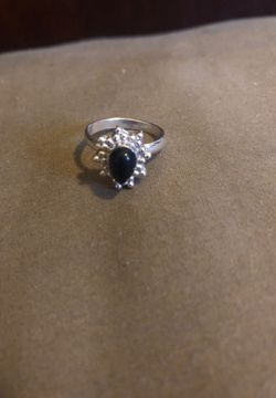 Natural black onyx sterling silver ring size 5