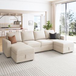 HONBAY Modular Sectional Sofa with Storage Ottoman