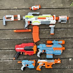 Lot Of Five EUC Nerf Guns With Ammo
