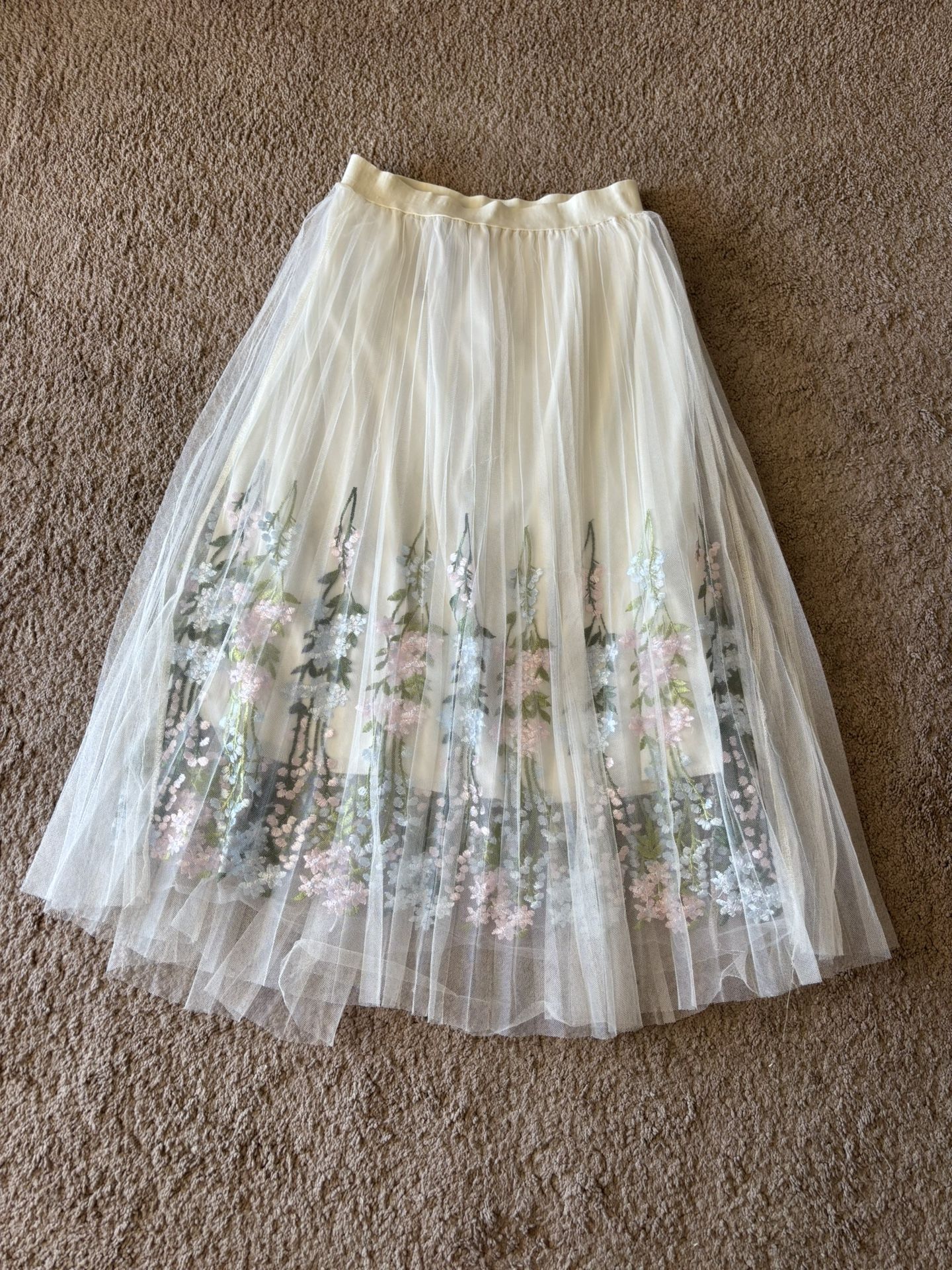 Women’s Moon Collection Tulle Floral Midi Skirt