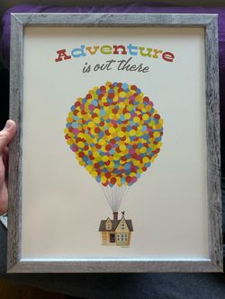 Disney Pixar Up Adventure is Out There Framed Wall Decor - Cute Up Movie Wall Art With Inspiring Quote