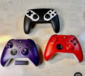 3 wireless Controllers: Gamrombo PS5 + NINIFEI Red & ADHJIE Purple Xbox one + usb cables