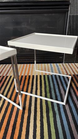 White C-Shape Side Tray Table