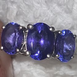 Rhapsody AAAA Tanzanite 3.26 ctw 3 Stone Ring in 950 Platinum