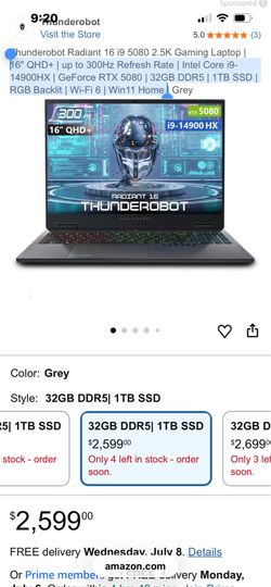 Thunderbolt Radiant Gaming Laptop Brand New In Box!!!!!!!