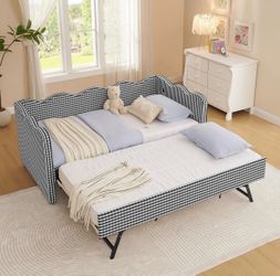 Brand New Full Size Upholstered Daybed with Pop-Up Trundle