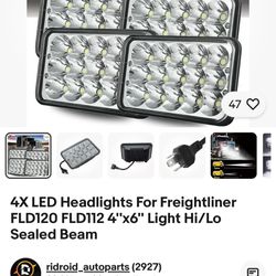 4X LED Headlights Fraightliner 4”x6”