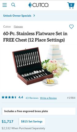 Cutco 60 PC Flatware Set 