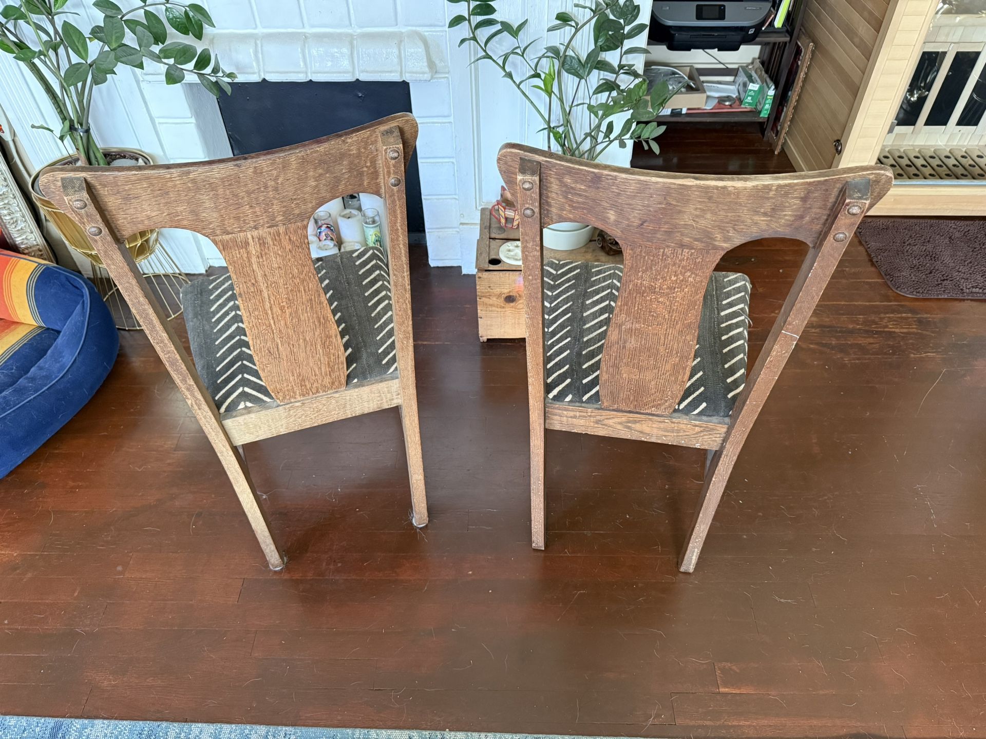 2 Vintage Tiger Oak Chairs