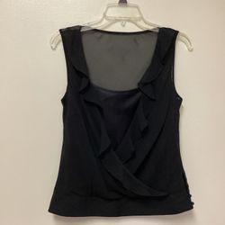 Women’s LOFT Ann Taylor 100% Polyester Black Sleeveless Top With Attached Cami… Size 6