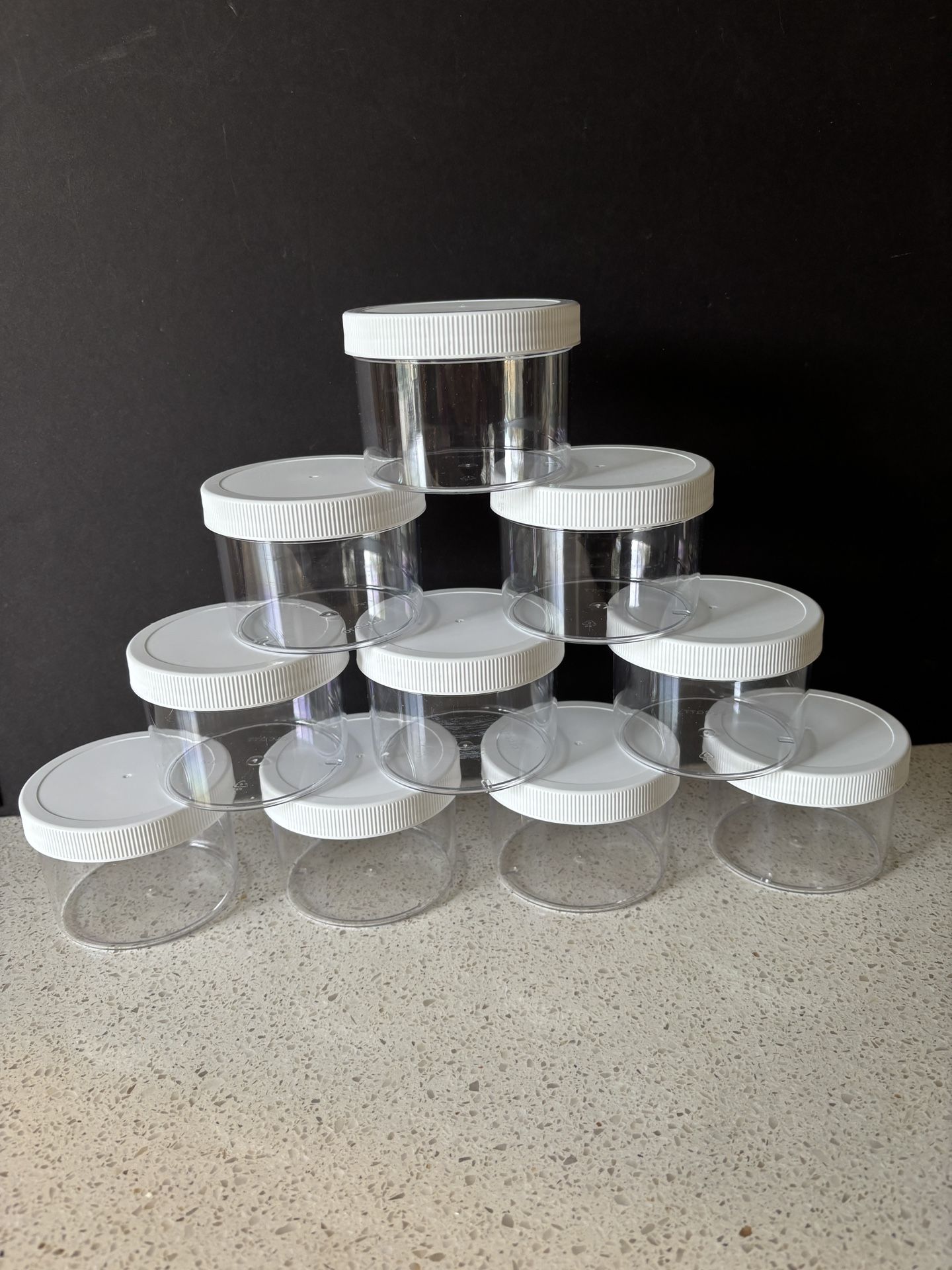 10 clear pack plastic jars with lids