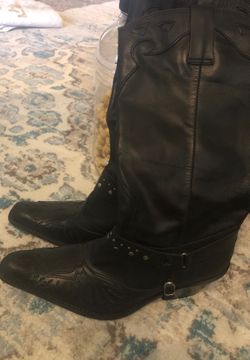 7.5 black leather cowboy boots
