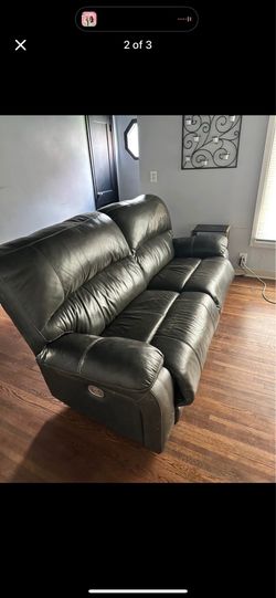 Gray Leather Recliner Couch