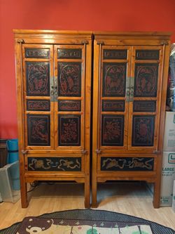 Carved Asian cabinets