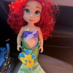 Disney Store Animators Collection Ariel Doll 16" Little Mermaid and Flounder
