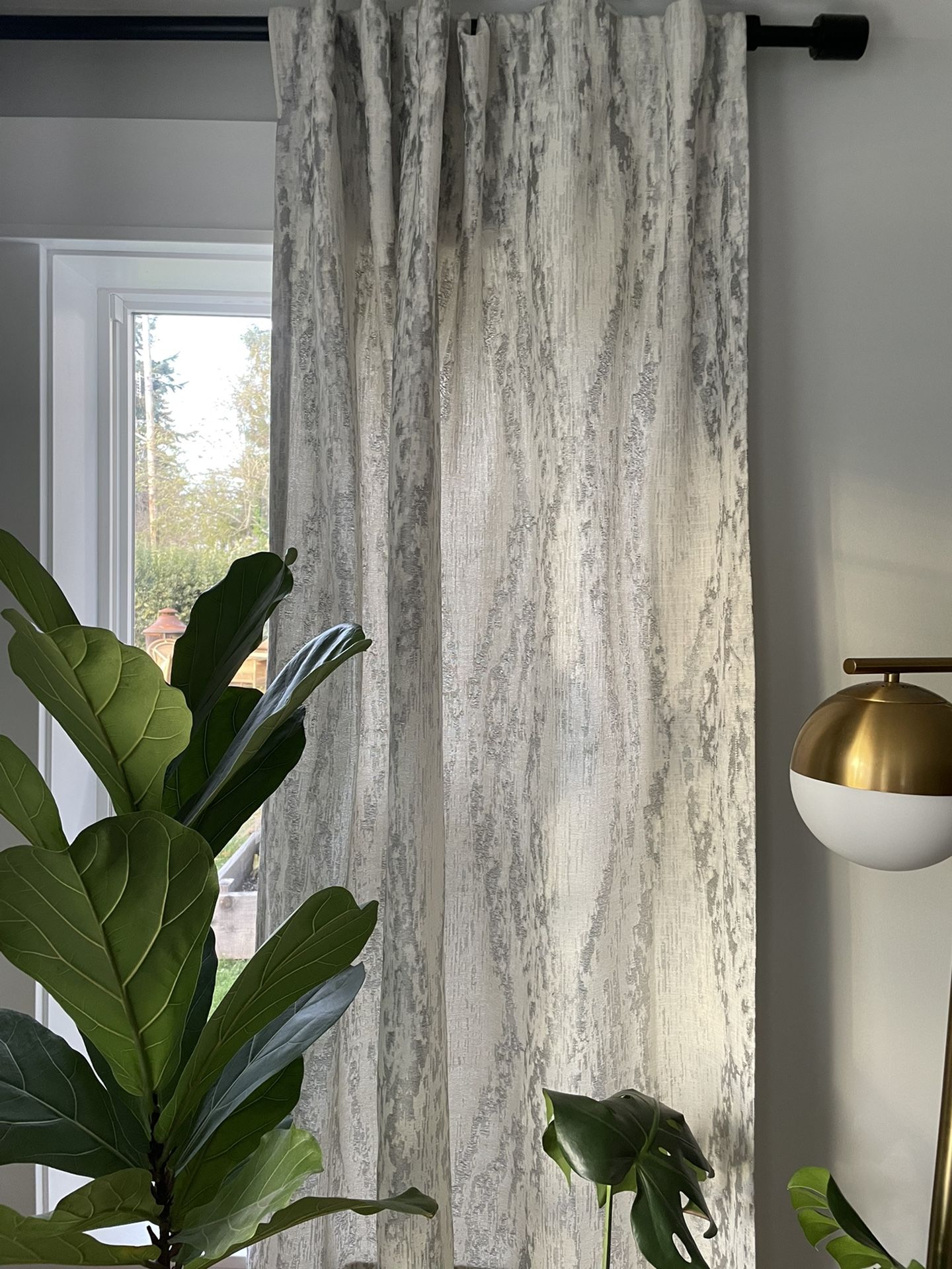 West Elm Bark Texture Shine Jacquard Curtain -4 Panels