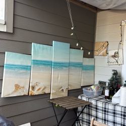 5 Piece Beach Vacation Wall Art - Framed 