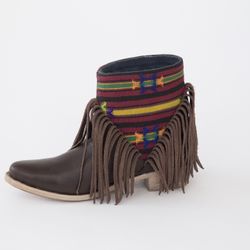 Brown Leather Fringe Boots