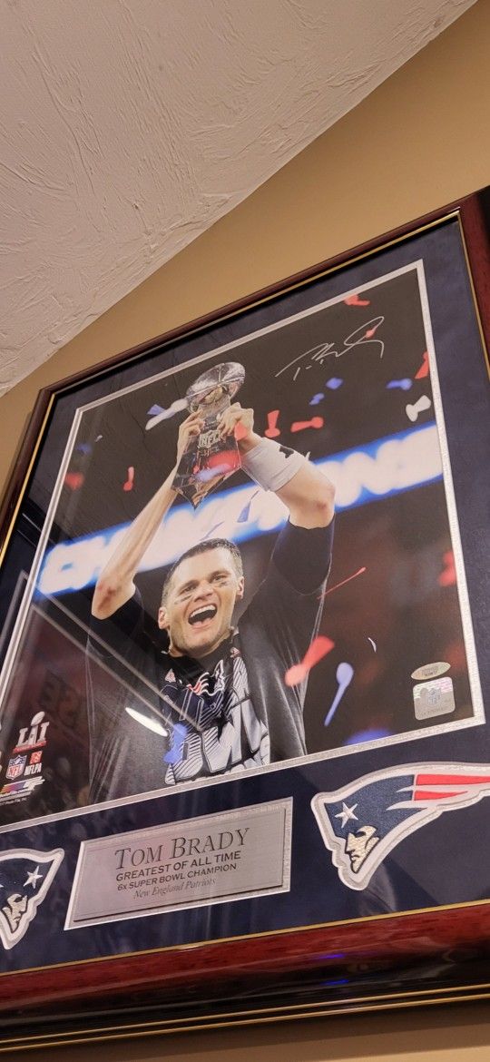 Tom Brady Signed Autograph Framed Picture With Coa