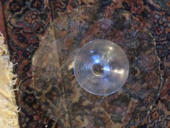 Vintage etched glass cake platter