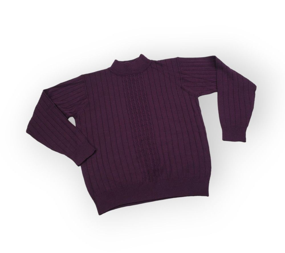 Alfred Dunner Eggplant Long Sleeve Mock Neck Plum Pullover Sweater Top Size S
