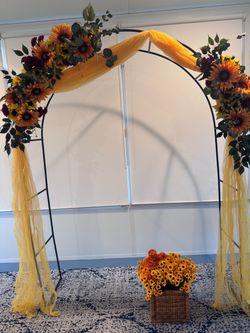 Metal Wedding Arch with Fall Floral Decor
