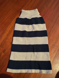 Grey and Navy Blue Striped Dog Sweater