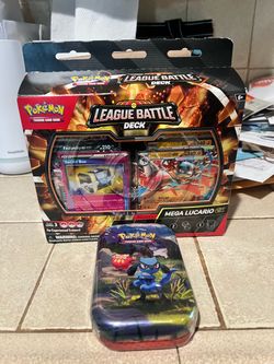 SEALED ascended heroes mini tin and Licario EX Battle Deck